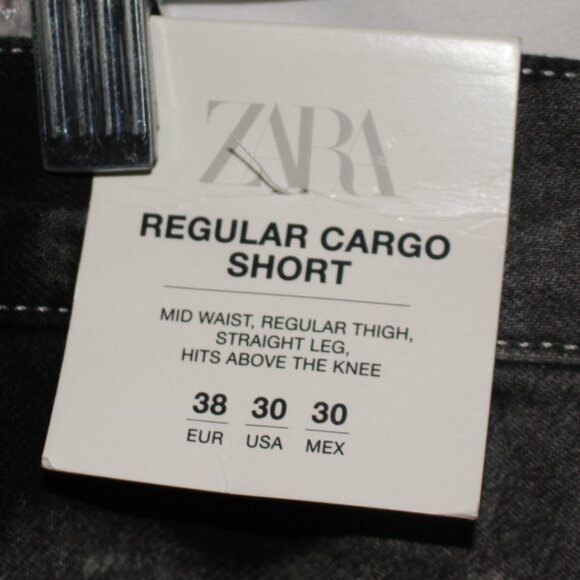 NWT Zara Bleached Regular Fit Denim Cargo Shorts Size 30 - Picture 8 of 9